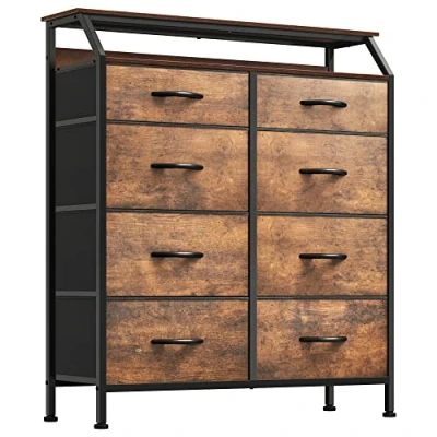 Image de YITAHOME Commode, 8 Tiroirs en Tissu Commode Chambre Meuble de Rangement,Tour Tissu,Cadre Acier Robuste,pour à Coucher, Salon,Rouille Brun