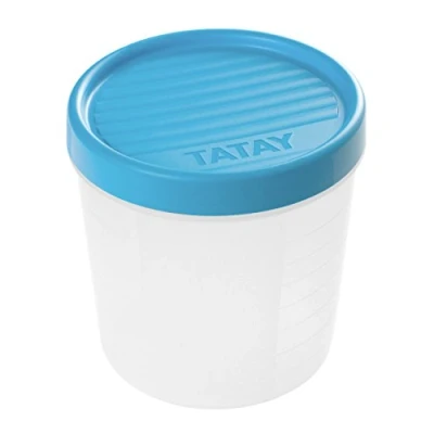 Image de TATAY Boîte Alimentaire, Hermétique, Capacité de 1 L, Couvercle à vis, sans BPA, passe au micro ondes et lave vaisselle, Bleue. Dimension: 12 x 12,5 cm
