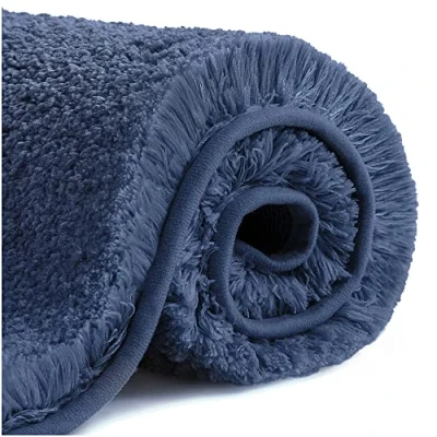 Image de VANZAVANZU Tapis de Bain Antidérapant Salle Épaissi Sortie Douche Absorbant Sol Ultra Doux en Microfibre, Séchage Rapide, Lavable Machine 50 x 80cm (Bleu Marine)