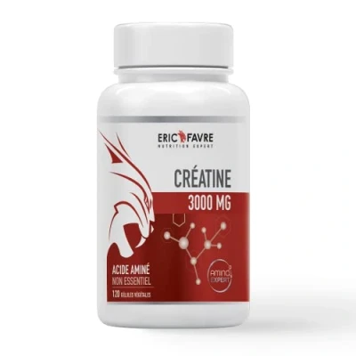 Image de CREATINE MONOHYDRATE 3000mg Créatine Acide Aminé semi essentiel, précurseur de l’ATP, Soutient les performances physiques 120 gélules Eric Favre