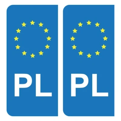 Image de HADEXIA Autocollants Stickers Plaque immatriculation PL Pologne Union Européenne Europe EU Bleu