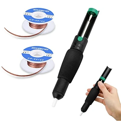 Image de Snowtain Kit de nettoyage pour soudure,2 Tresses et 1 pompe à dessouder,Pompe dessouder Soudure Braid, Wick Sucker Enlèvement Outil Enlever la