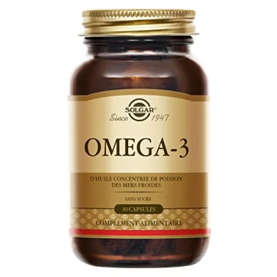 Image de Solgar Omega 3 Cardiovasculaire Acide Gras essentiel pour l&#039;organisme Formule concentrée Complément Alimentaire Flacon de 30 capsules