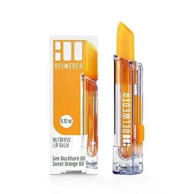 Image de BELWEDER Baume à Lèvres Nourrissants l&#039;Huile d&#039;Argousier ET Huile d&#039;Orange Douce Protecteur Antioxydant Régénération des Transparent POUR HOMMES FEMMES 1 x 3,5 g