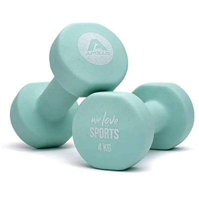 Image de Apollo Set Haltères Musculation Courts Poids Fitness, 2x4kg Support d&#039;Haltères Inclus Kit Femmes &amp; Hommes Dumbbell 4kg