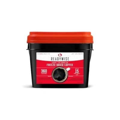 Image de ReadyWise, 360 Portions MRE, Seau de Café, Lyophilisé, Durée Conservation 15 Ans, Nourriture d&#039;Urgence