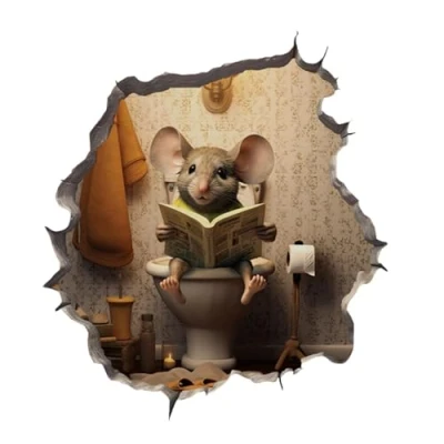 Image de Autocollants muraux en forme de trou souris, décalcomanie murale 3D réaliste souris pour décoration d&#039;angle à faire soi même, chambre coucher, salon,