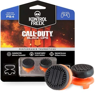 Image de KontrolFreek Call of Duty: Black Ops 4 Manette pour PlayStation (PS4) et 5 (PS5) Joysticks de Performance 2 Taille Haute Noir/Orange