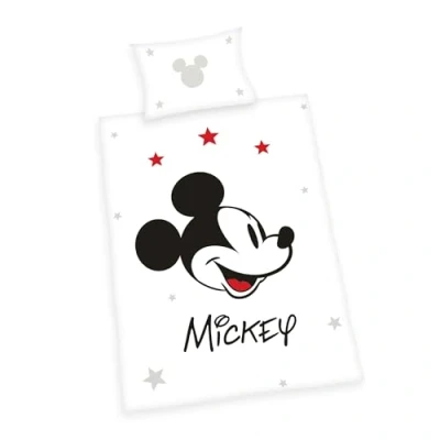 Image de Herding Parure de Lit Mickey Mouse Disney, Taie d&#039;Oreiller 40 x 60 cm avec motif réversible, Housse Couette 100 135 cm, Fermeture éclair, 100% Coton