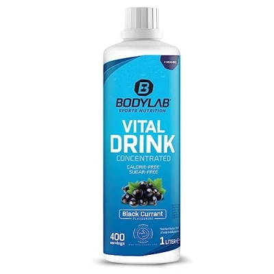 Image de Bodylab24 Vital Drink Concentrated Cassis 1000ml, boisson concentrée sans sucre, sirop zéro, avec vitamines et l carnitine, sportive peu de calories