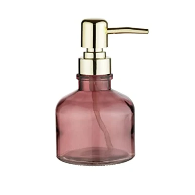 Image de WENKO Atessa Tête de Pompe en Verre Rose foncé Rechargeable jusqu&#039;à 200 ML Liquide Petit Distributeur Savon idéal pour l&#039;évier Diamètre 8 x 14 cm cm, 25341100