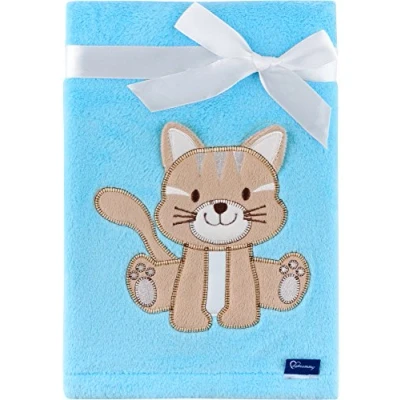 Image de Be Mammy Couverture chaude pour bébé Peluche cadeau enfant avec motif 3D BE20 168 (Bleu Chat)