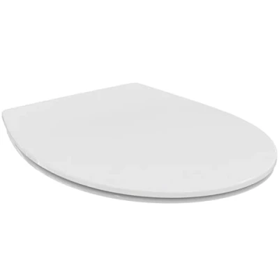 Image de Ideal Standard Abattant WC Universel Frein de Chute, Forme Ovale, Lunette Toilette, Déclipsable, Installation facile, Résistant, Charnières Acier, Ne rouille pas, Modèle authentique, E252901
