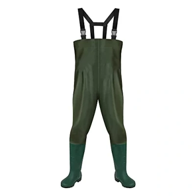 Image de Jiubiaz WAThose 70D Nylon Composite PVC pantalon de pêche avec bottes en caoutchouc antidérapantes, d&#039;étang, d&#039;inondation pour chantiers, pêche, ferme, jardins