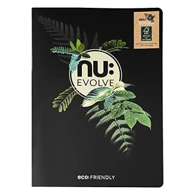 Image de Nu Notebooks Gamme Evolve Cahier recyclé A4 cousu de papeterie Bloc notes professionnel 80 pages Noir