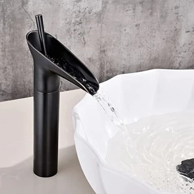 Image de Robinet de Lavabo,Robinet cascade pour salle bain,Mitigeur bain,Noir Vintage Mitigeur monocommande,Chaude et Froide Réglable Lavabo, Laiton Chromé,G3/8