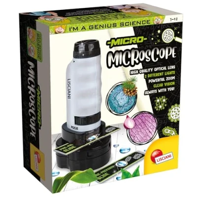 Image de Lisciani I&#039;m A Genius À la Découverte du Micro Monde pour Enfants dès 7 Ans Microscope Portable de Haute Qualité Expériences Scientifiques Kit Educatif
