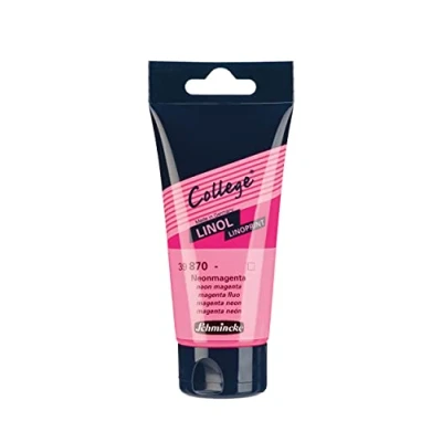 Image de Schmincke College® Linol, l&#039;encre pour linogravure, magenta fluo en tube de 75 ml, 39870013, à base d&#039;eau, faible odeur, résistante la lumière, impression régulière.