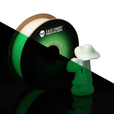 Image de SainSmart Grow in The Dark Green Filament PETG 1,75 mm PRO 3 pour imprimante 3D Vert vif Bobine de 1 kg Précision dimensionnelle +/ 0,02