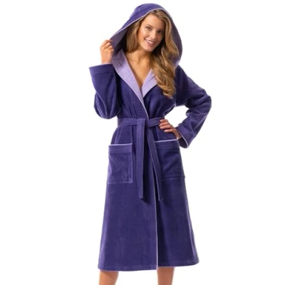 Image de Morgenstern robe de chambre femme avec capuche Taille 50/52 (Extra Large/XL) 100% coton Couleur Violet
