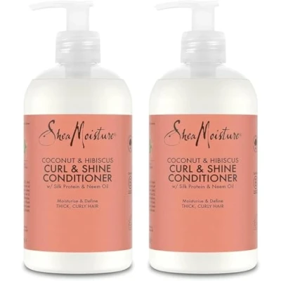 Image de SheaMoisture Après Shampooing Boucles et Brillance pour cheveux épais bouclés Noix de Coco Hibiscus 2 x 384 ml