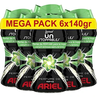 Image de Lenor UNstoppables Perles de parfum pour vêtements 62 lavages (6 x 140 g) Adoucissant avec Ariel