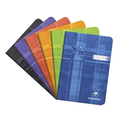 Image de Clairefontaine 3687C Un Carnet de Vocabulaire Agrafé A5 14,8x21 cm 64 Pages Lignées avec Marge Rouge Centrale Papier Blanc 90 g Couverture Carte Pelliculée Couleur Aléatoire