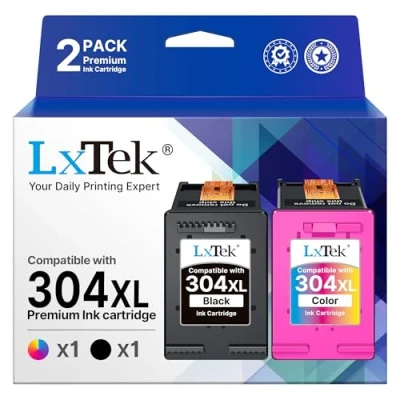 Image de LxTek Remanufacturées Cartouches d&#039;encre Remplacement pour HP 304 304XL XL Envy 5010 5020 5030 5032 Deskjet 2620 2622 2630 2632 2633 2634 3720 3730 3733 3735 3750 3760 (Noir Couleur, 2 Pack)