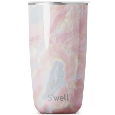 Image de S&#039;well Tumbler with Lid, 530ml, Geode Rose, BPA/BPS Free Vacuum Triple Insulated Travel Cup Slide Open for Hot and Cold Beverages, At Home or Work up to 12h Cold/4h