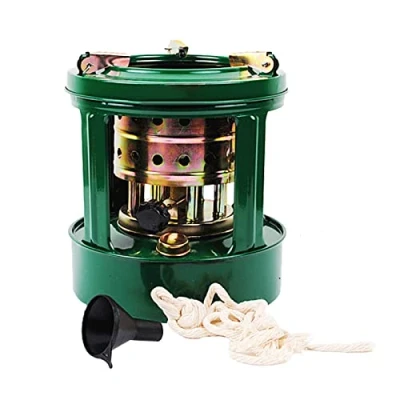 Image de réchaud à kérosène, Mini chauffage extérieur radiateur intérieur kérosène 8 mèches, pour le camping diesel, portable vert l&#039;extérieur (Ronde)