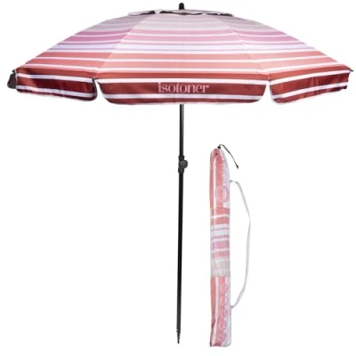 Image de Isotoner Parasol de plage anti uv upf50+ rayure saumon