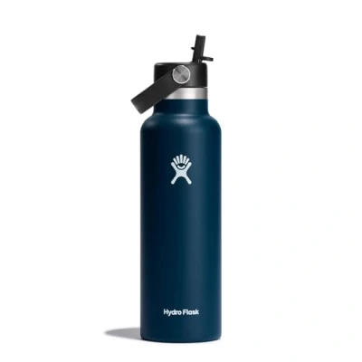 Image de HYDRO FLASK Gourde Isotherme 621 ml (21 oz) avec Bouchon Antifuite et Paille Intégrée Bouteille Inox à Isolation sous vide Ouverture Standard Indigo