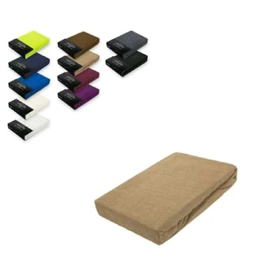 Image de Exklusiv Heimtextil Drap housse en tissu éponge avec élastique, sable, 180 200 x cm