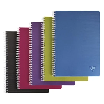 Image de Clairefontaine 329125C Collection Linicolor Intensive Un Cahier à Spirale A4 21x29,7 cm 100 Pages Petits Carreaux Papier Blanc 90 g Couverture Polypro Transparent Couleur Aléatoire