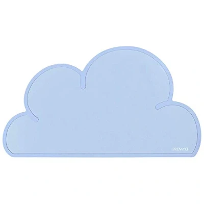 Image de PREMYO Set de Table en Silicone Napperon Tapis Dessous Plat Idéal pour Enfants et Adultes Simple à Nettoyer Lavable Étanche Forme Nuage Bleu