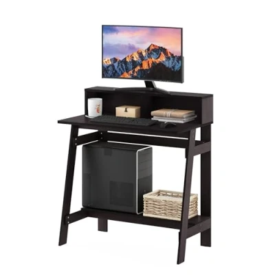 Image de Furinno Simplistic Bureau d&#039;Ordinateur A Frame, Noyer Foncé, Bois, Regular