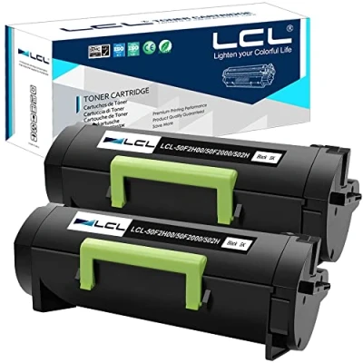 Image de LCL Cartouche de Toner Compatible 50F2H00 50F0HA0 50F2000 50F200E 502 502E 502H 5000pages (2Noir) Remplacement pour Lexmark MS310/MS310d/MS310dn/MS312/MS312DN/MS315/MS315dn MS410/MS410d/MS410dn/MS415