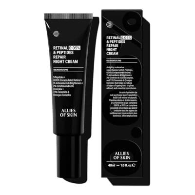 Image de Allies Of Skin Retinal 0.05% Peptides Repair Night Cream with Encapsulated Retinaldehyde, Peptides, 2% Ornithine, EGCG Complex, 11 Brighteners, Antioxidants, and 7.1% Ceramide &amp; Omegas Complex