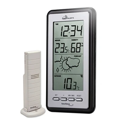 Image de Technoline Station météo Smart Home, alertes Mobile, argenté/Gris, 8,2 x 2,3 15 cm, MA10430