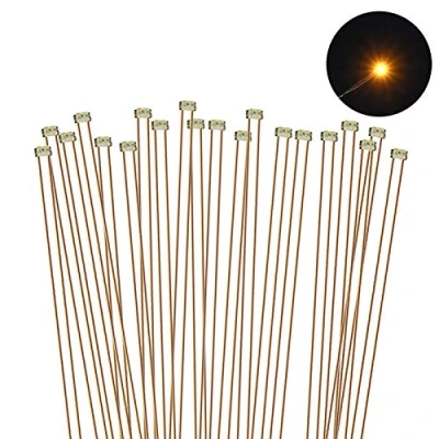 Image de Evemodel C0402Y Lot de 20 micro LED SMD pré soudées 0,1 mm Fil cuivre Jaune 0402