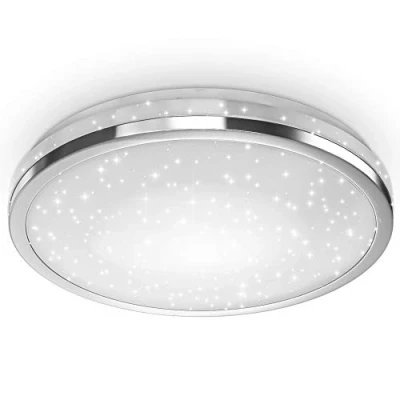 Image de B.K.Licht Plafonnier LED I décor étoilé Platine 24W 2200lm blanc neutre 4000K finition chrome Ø380mmm éclairage plafond