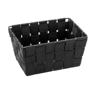 Image de WENKO Panier de salle bain Adria, Mini, Rectangle, Rangement, Style Plastique Tissé, En Polypropylène, Dimensions: 19 x 9 14 cm, Couleur: Noir