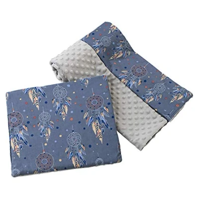 Image de Medi Partners Couverture bébé avec Oreiller 100% Coton Minky pour Enfants Bilatéral 75x100 + 35x30cm Ensemble Multifonctionnel Un lit