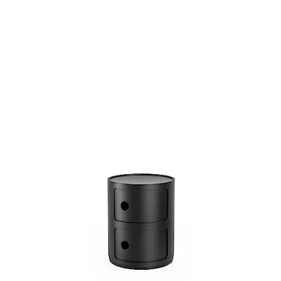 Image de Kartell Componibili Recycled, Meuble Conteneur 2 éléments, Noir opaque