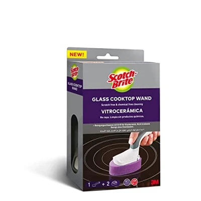 Image de Scotch Brite Baguette de Nettoyage en Verre pour Table Cuisson + 2 têtes Recharge
