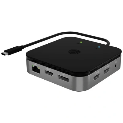 Image de ICY BOX Station d&#039;accueil USB4 (7 en 1) avec 1x HDMI &amp; DP, Docking pour Ordinateur Portable (3 Ports USB 3.2 Gen 2, PD 60W, Gigabit Ethernet), IB DK408 C41