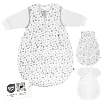 Image de Coconette Gigoteuse Nouveau Né (2 Pièces), Turbulette, 4 Saisons, pour Été et Hiver, 100% Coton, Tog 3.5 Taille 3 6 mois (62 68) Blanc Gris
