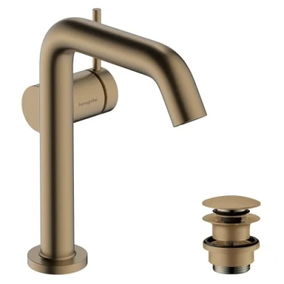Image de hansgrohe Tecturis S Fine Mitigeur de lavabo avec vidage Push Open, économie d&#039;énergie (CoolStart), Robinet salle bain 150mm, d&#039;eau (EcoSmart+), Bronze brossé, 73340140