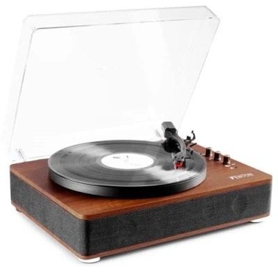 Image de Fenton RP162D Platine Vinyle Bluetooth avec Haut Parleurs Intégrés Noyer, Lecture 33, 45 et 78 Tours, Émetteur Bluetooth, Une Idéale pour Décorer Écouter Vos Vinyles