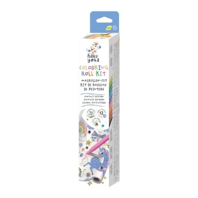 Image de Haku Yoka 6303068 Kit de peinture à la cire avec rouleau licorne, 12 craies colorées modèle coloriage auto adhésif, pour enfants partir 3 ans